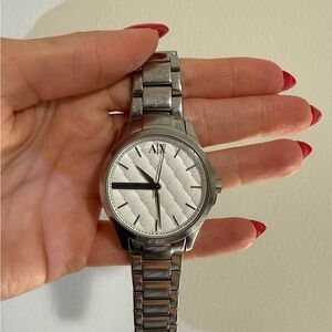 Armani Exchange Quilted Dial Silver Watch